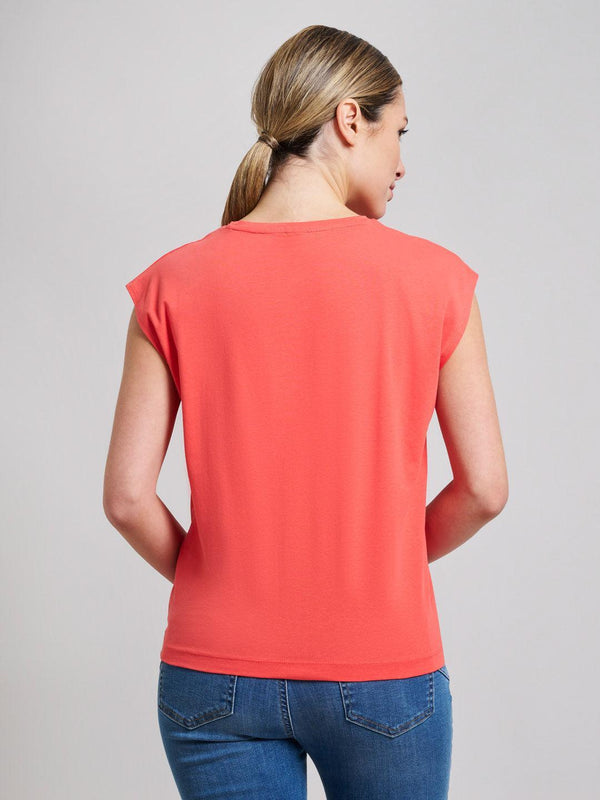 Beverly Hills Polo Club STRETCH COTTON TWISTED FRONT T-SHIRT SUNSHINE PEACH