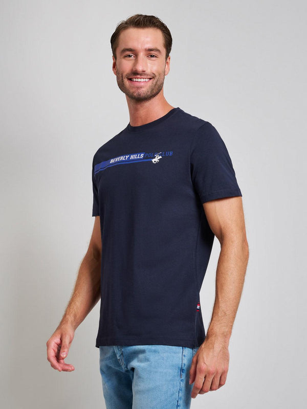 Beverly Hills Polo Club STRETCH LOGO MODERN SLIM FIT T-SHIRT DARK NAVY