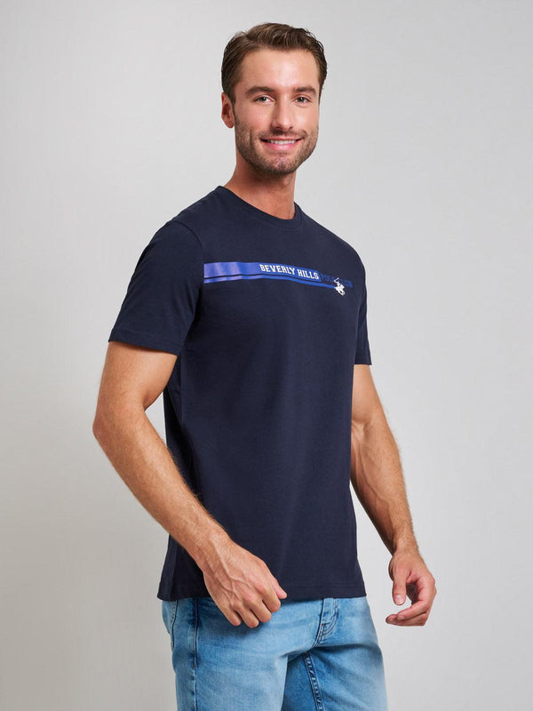 Beverly Hills Polo Club STRETCH LOGO MODERN SLIM FIT T-SHIRT DARK NAVY