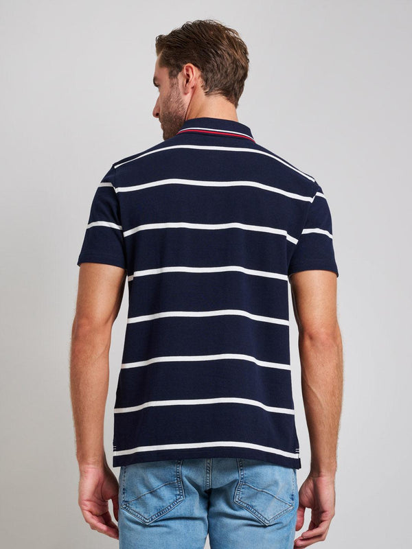 Beverly Hills Polo Club STRIPED MODERN SLIM FIT POLO SHIRT DARK NAVY