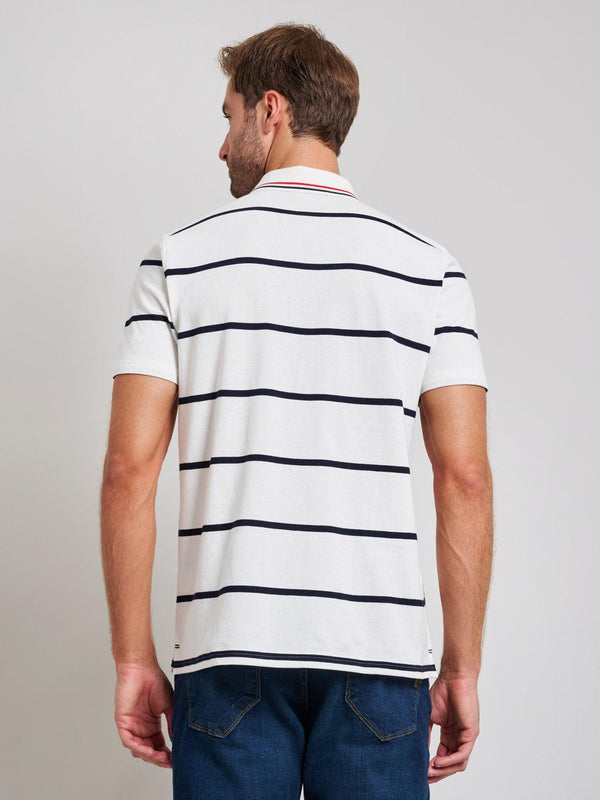 Beverly Hills Polo Club STRIPED MODERN SLIM FIT POLO SHIRT GHOST WHITE