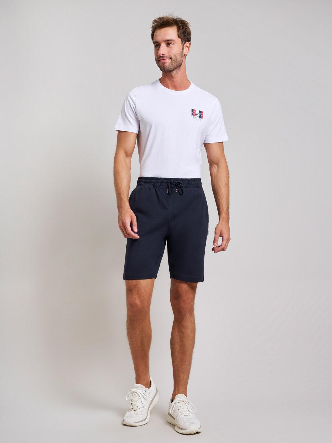 beverly hills polo club TAPERED FIT FLEECE SHORTS DARK NAVY