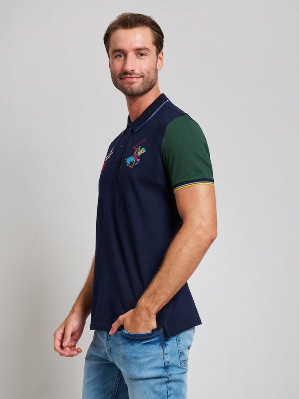 Beverly Hills Polo Club TEAM COLOURS MODERN SLIM FIT POLO SHIRT DARK NAVY