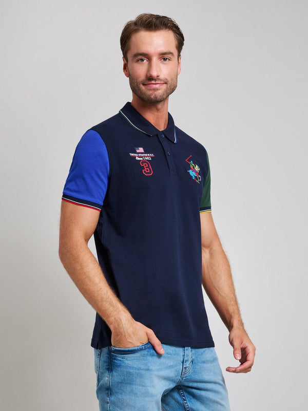 Beverly Hills Polo Club TEAM COLOURS MODERN SLIM FIT POLO SHIRT DARK NAVY