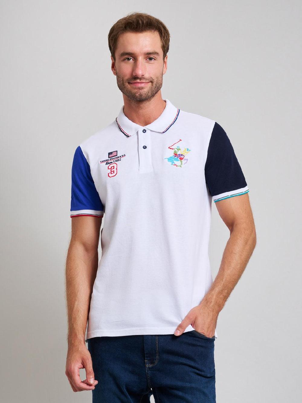 beverly hills polo club TEAM COLOURS MODERN SLIM FIT POLO SHIRT GHOST WHITE