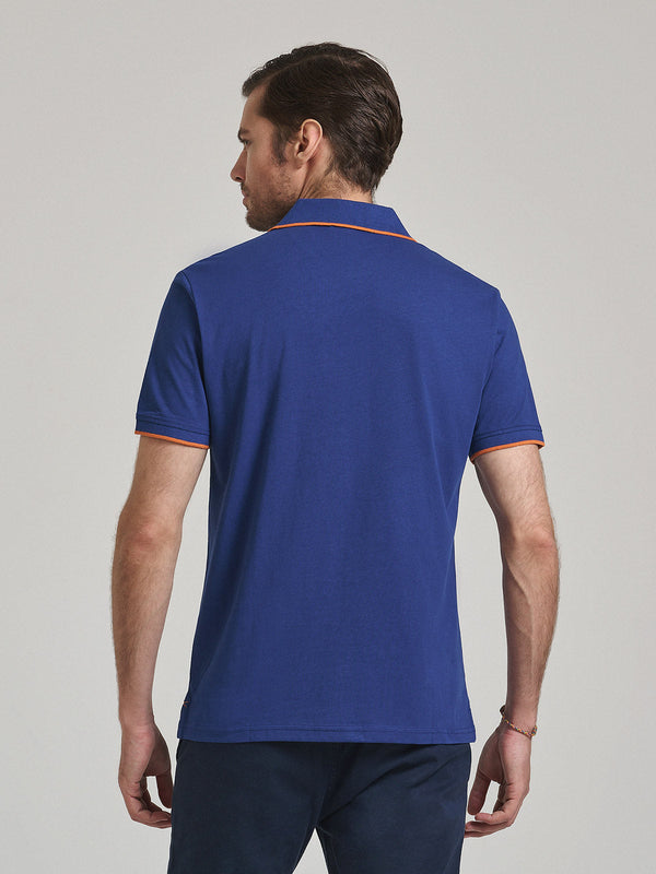 Beverly Hills Polo Club TIPPED ICON PONY PLACKET TAG POLO SHIRT DARK ROYAL