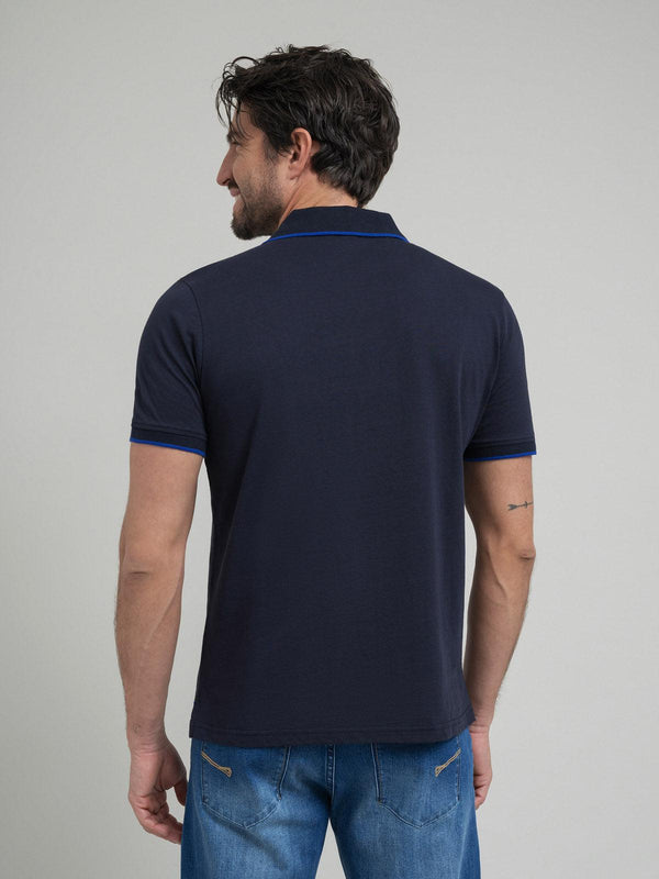 Beverly Hills Polo Club TIPPED ICON PONY PLACKET TAG POLO SHIRT NAVY