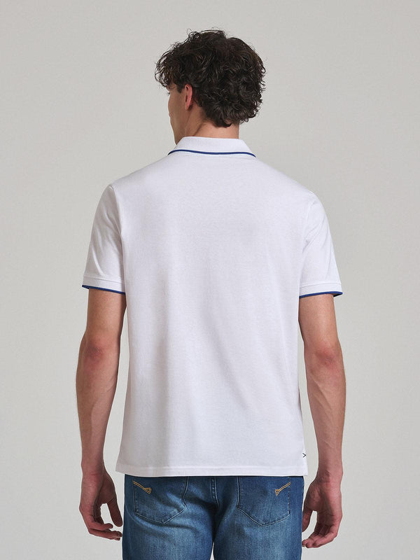 Beverly Hills Polo Club TIPPED ICON PONY PLACKET TAG POLO SHIRT WHITE