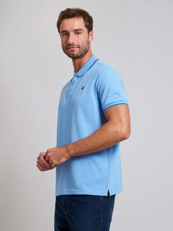 Beverly Hills Polo Club TIPPED MODERN SLIM FIT POLO SHIRT BREEZE BLUE