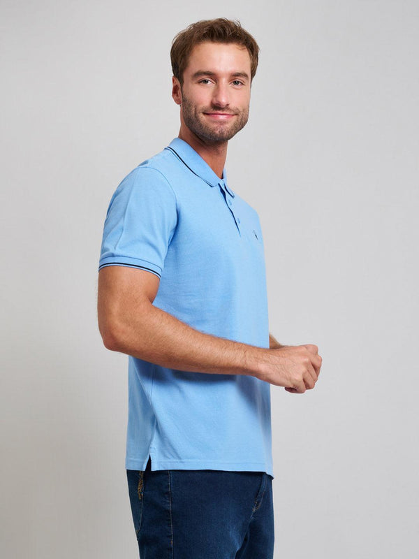 Beverly Hills Polo Club TIPPED MODERN SLIM FIT POLO SHIRT BREEZE BLUE