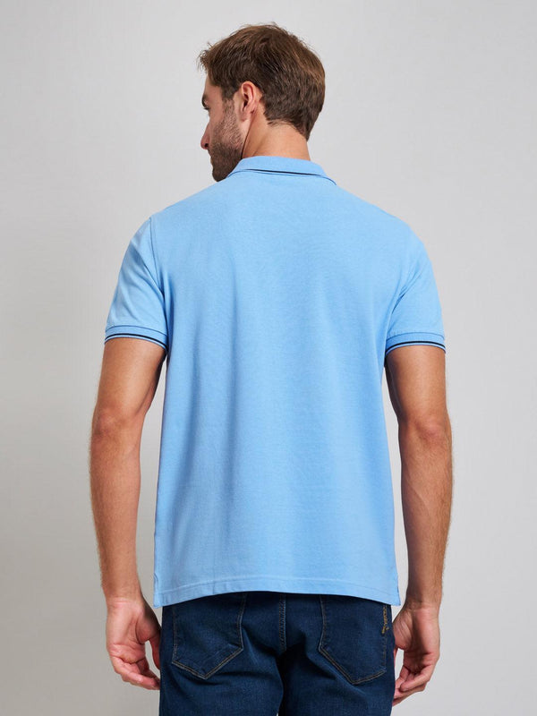 Beverly Hills Polo Club TIPPED MODERN SLIM FIT POLO SHIRT BREEZE BLUE