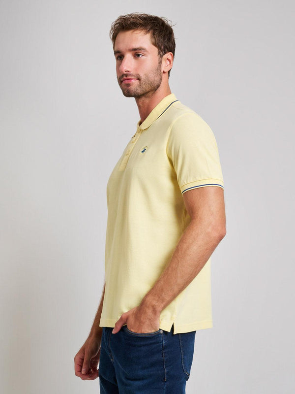 Beverly Hills Polo Club TIPPED MODERN SLIM FIT POLO SHIRT BROKEN YELLOW