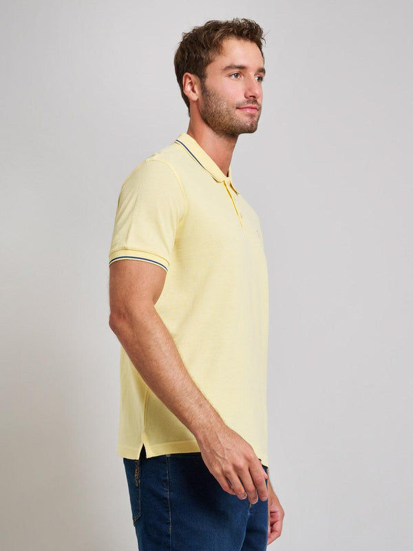 Beverly Hills Polo Club TIPPED MODERN SLIM FIT POLO SHIRT BROKEN YELLOW
