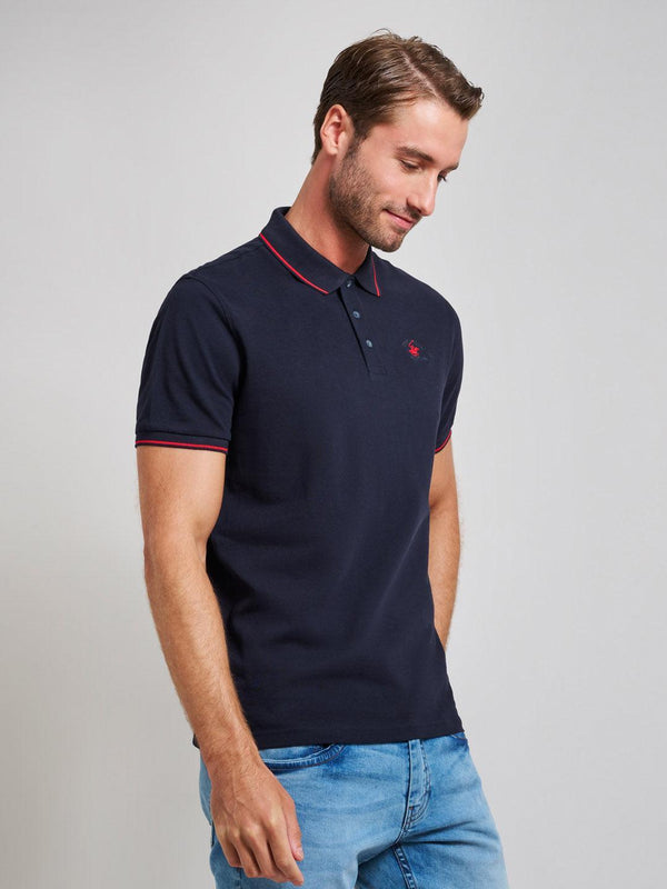 Beverly Hills Polo Club TIPPED MODERN SLIM FIT POLO SHIRT DARK NAVY