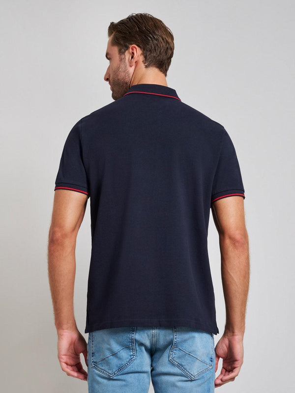 Beverly Hills Polo Club TIPPED MODERN SLIM FIT POLO SHIRT DARK NAVY