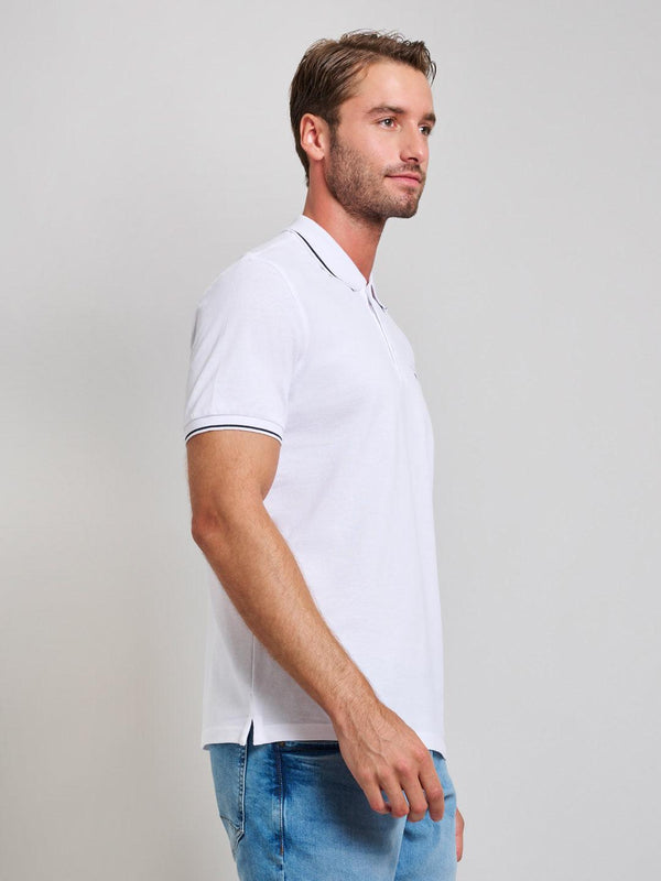 Beverly Hills Polo Club TIPPED MODERN SLIM FIT POLO SHIRT GHOST WHITE