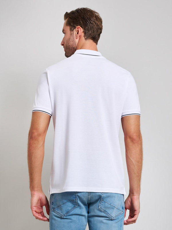 Beverly Hills Polo Club TIPPED MODERN SLIM FIT POLO SHIRT GHOST WHITE