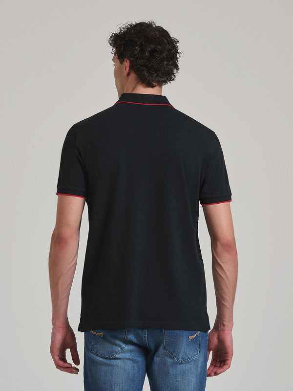 Beverly Hills Polo Club TIPPED PLACKET TAG POLO SHIRT BLACK