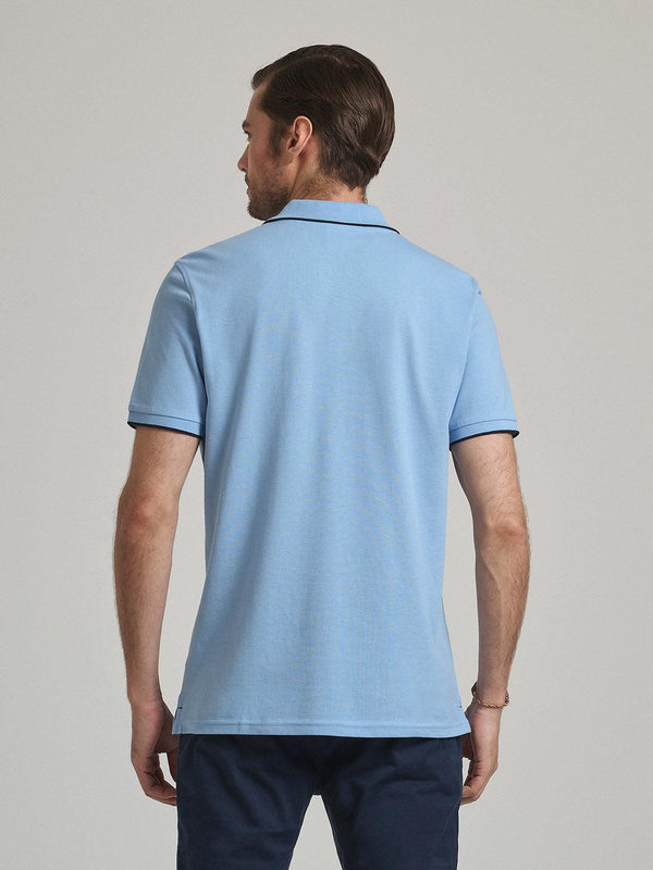 Beverly Hills Polo Club TIPPED PLACKET TAG POLO SHIRT BLUE SKY