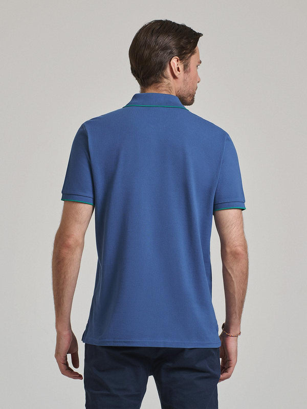 Beverly Hills Polo Club TIPPED PLACKET TAG POLO SHIRT INDIGO