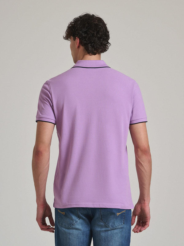 Beverly Hills Polo Club TIPPED PLACKET TAG POLO SHIRT LILAC