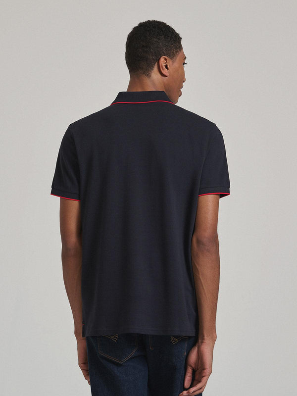 Beverly Hills Polo Club TIPPED PLACKET TAG POLO SHIRT NAVY