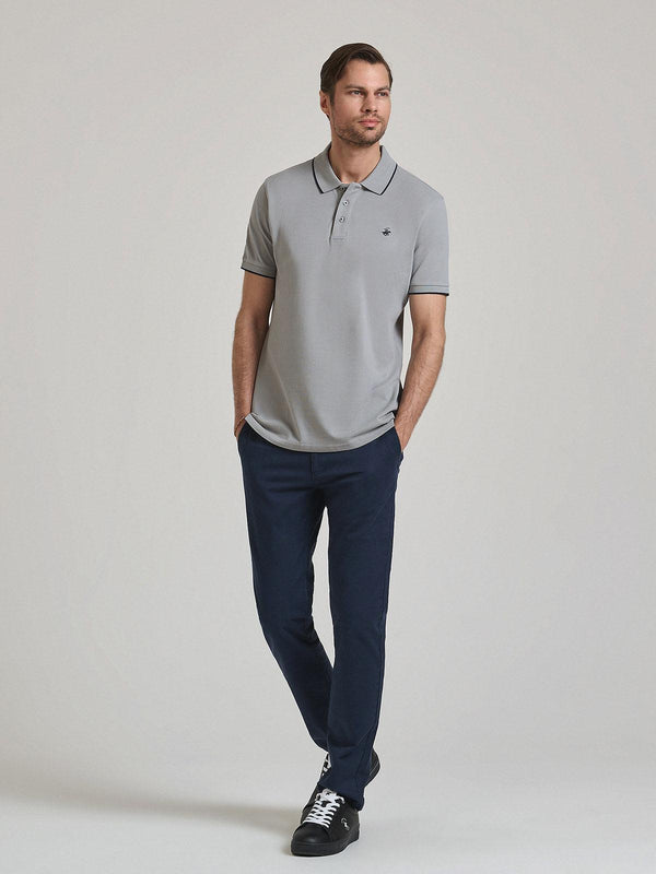 Beverly Hills Polo Club TIPPED PLACKET TAG POLO SHIRT STEEL GREY