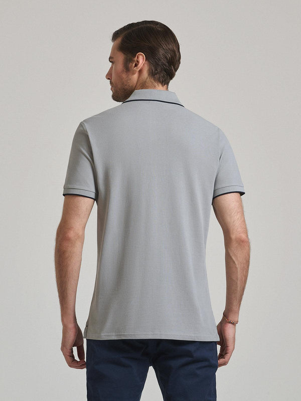 Beverly Hills Polo Club TIPPED PLACKET TAG POLO SHIRT STEEL GREY