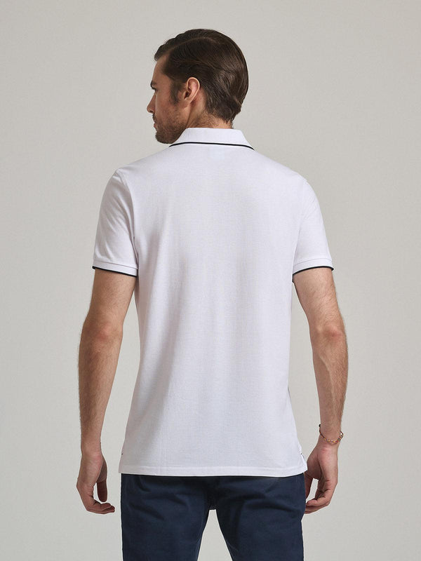 Beverly Hills Polo Club TIPPED PLACKET TAG POLO SHIRT WHITE