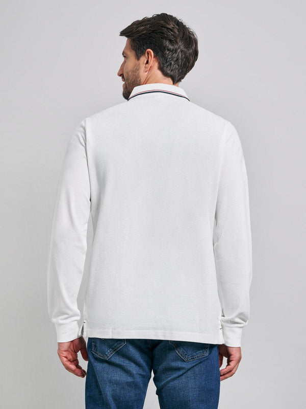 Beverly Hills Polo Club TIPPED POLO PONY LS POLO SHIRT WINTER WHITE