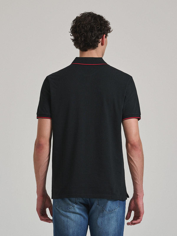 Beverly Hills Polo Club TIPPED POLO PONY POLO SHIRT BLACK