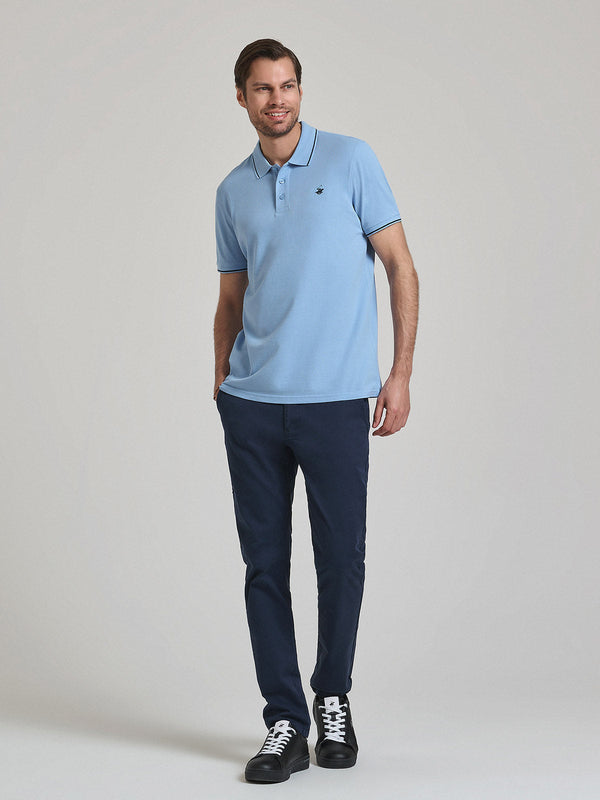 Beverly Hills Polo Club TIPPED POLO PONY POLO SHIRT BLUE SKY