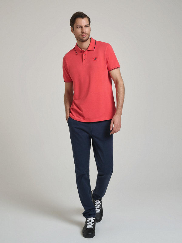 Beverly Hills Polo Club TIPPED POLO PONY POLO SHIRT CORAL