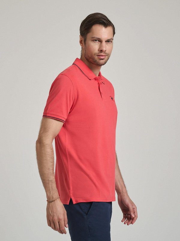 Beverly Hills Polo Club TIPPED POLO PONY POLO SHIRT CORAL