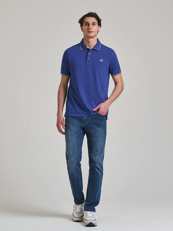 Beverly Hills Polo Club TIPPED POLO PONY POLO SHIRT DARK ROYAL