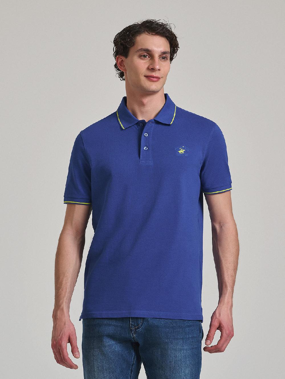 beverly hills polo club TIPPED POLO PONY POLO SHIRT DARK ROYAL