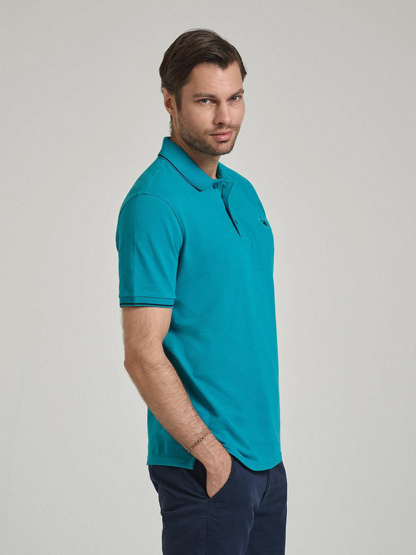Beverly Hills Polo Club TIPPED POLO PONY POLO SHIRT DARK TEAL