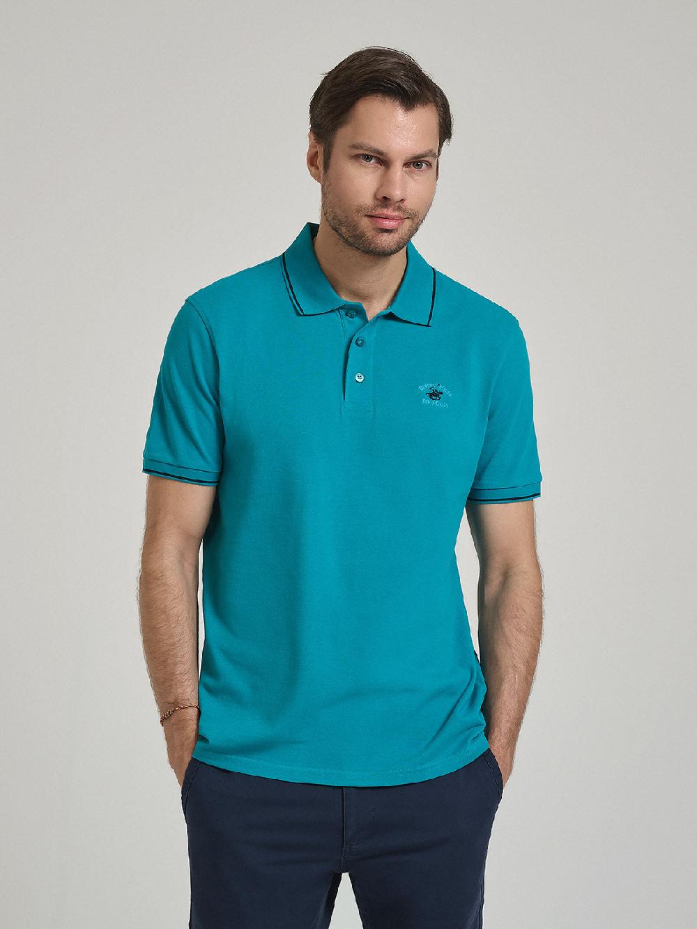 beverly hills polo club TIPPED POLO PONY POLO SHIRT DARK TEAL