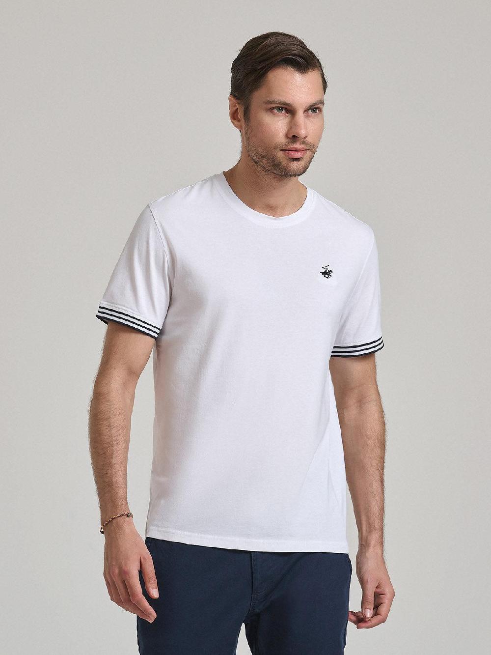 beverly hills polo club TIPPED SLEEVE T-SHIRT WHITE