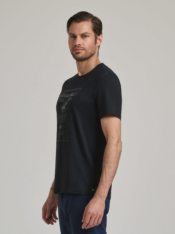 Beverly Hills Polo Club TONAL BLOCK GRAPHIC T-SHIRT BLACK
