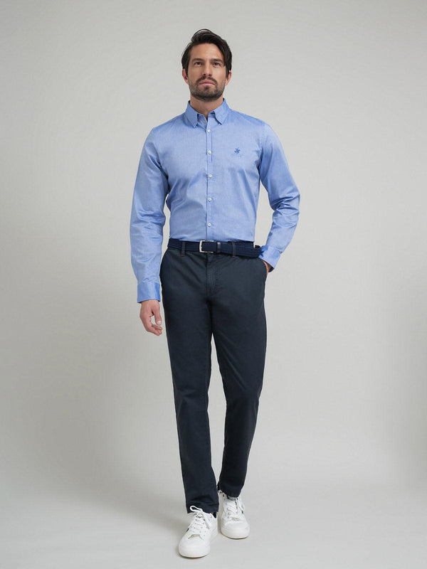 Beverly Hills Polo Club TRI-COLOUR TAG FORMAL SHIRT BLUE