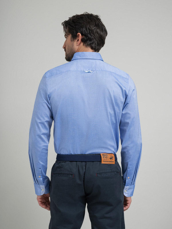 Beverly Hills Polo Club TRI-COLOUR TAG FORMAL SHIRT BLUE