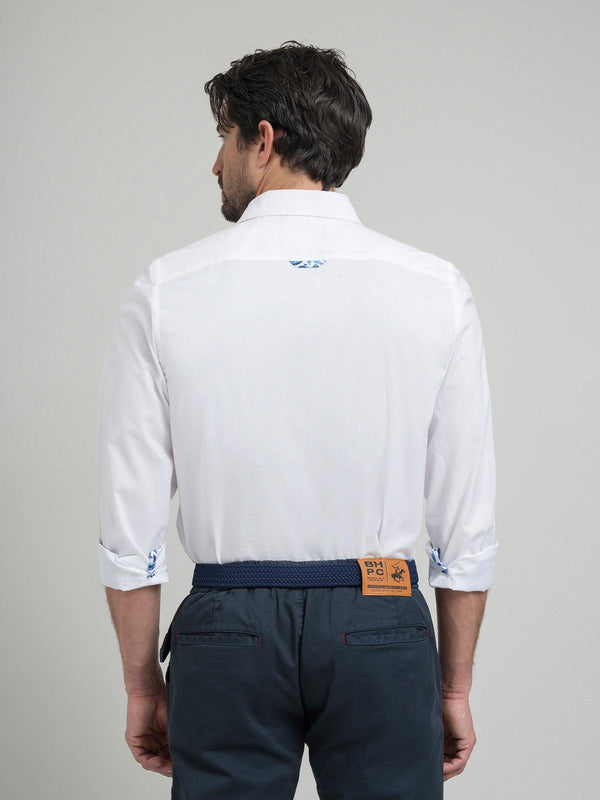 Beverly Hills Polo Club TRI-COLOUR TAG FORMAL SHIRT WHITE