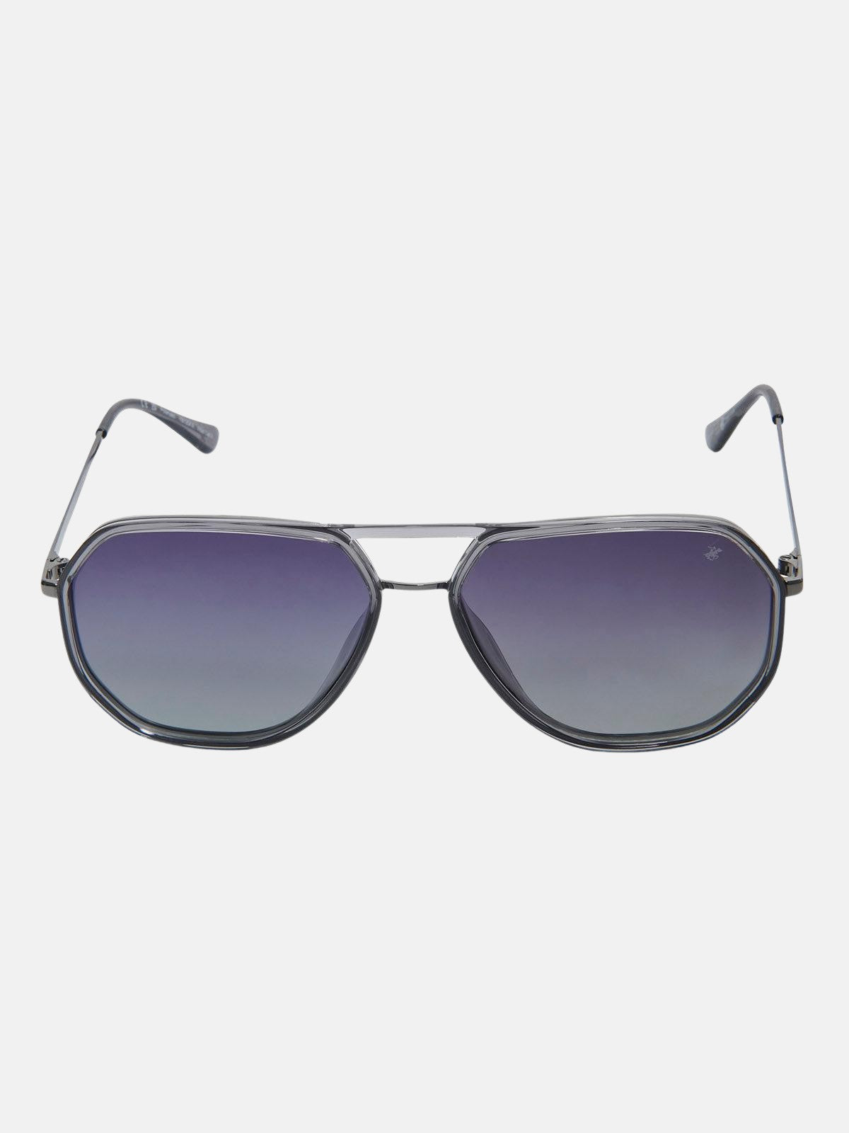 beverly hills polo club ULTEM AVIATOR POLARISED SUNGLASSES GREY GUNMETAL GRADIENT GREY