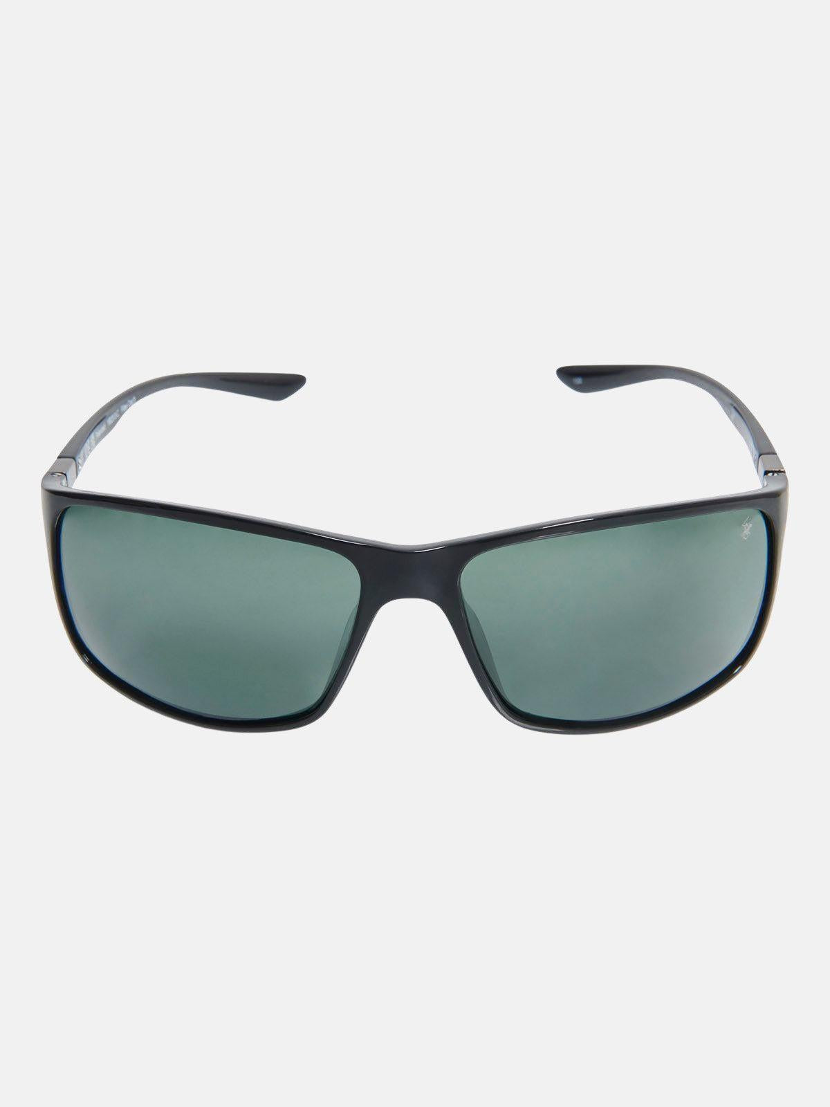 beverly hills polo club ULTEM WRAP POLARISED SUNGLASSES BLACK GUN SOLID GREEN
