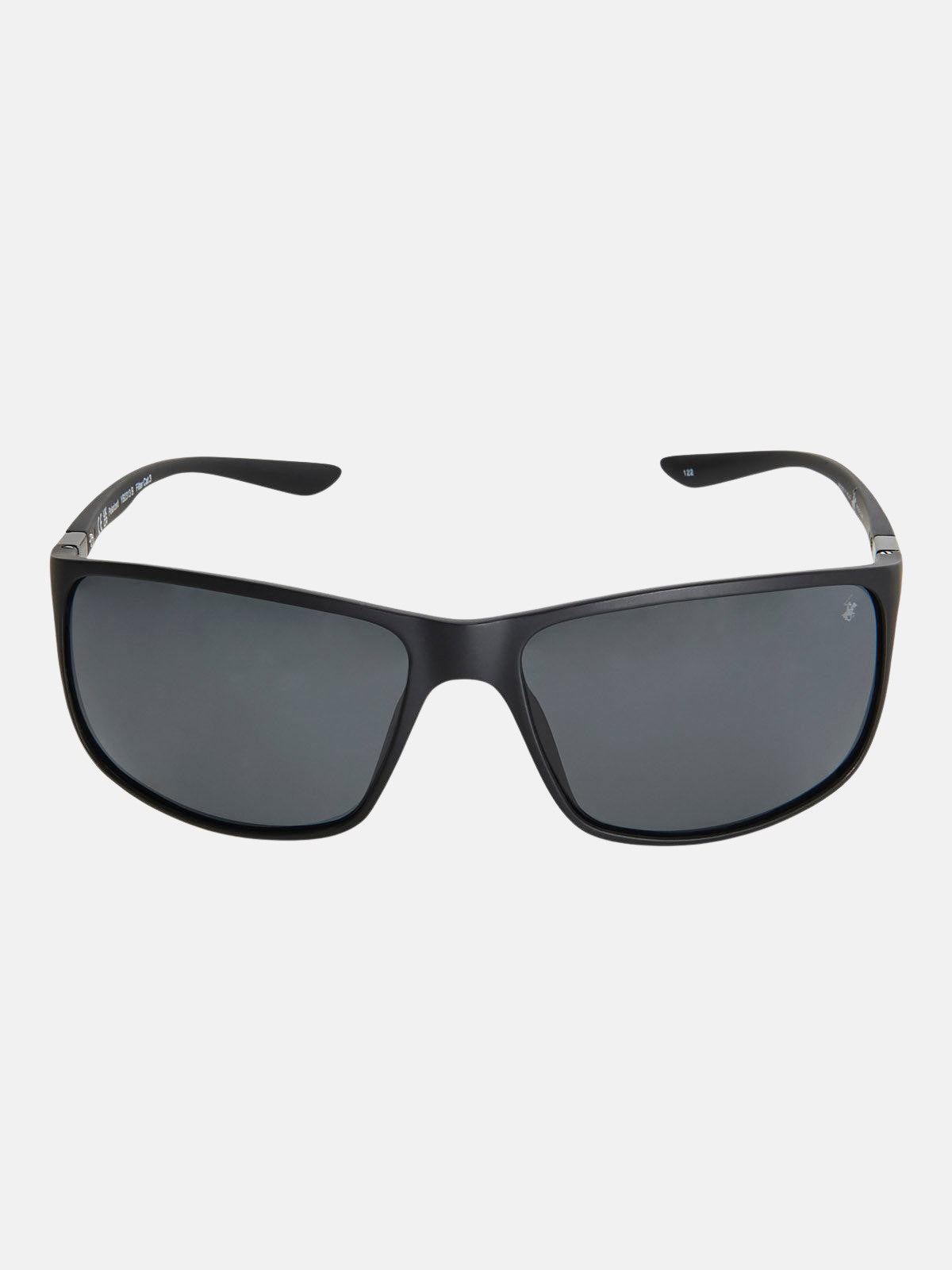 beverly hills polo club ULTEM WRAP POLARISED SUNGLASSES MATT BLACK SOLID GREY