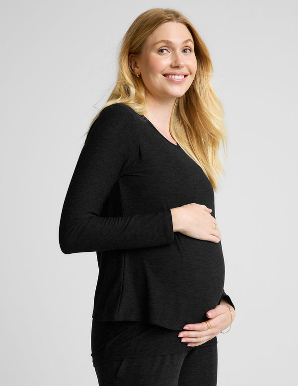 beyond yoga Featherweight Under Wraps Nursing Overlap Tee