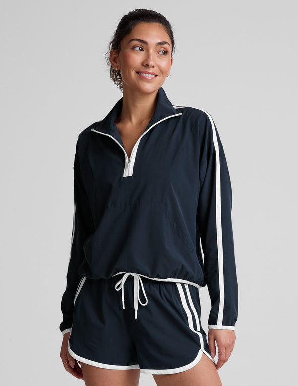 Beyond Yoga Stretch Woven Course Contrast Half Zip Pullover