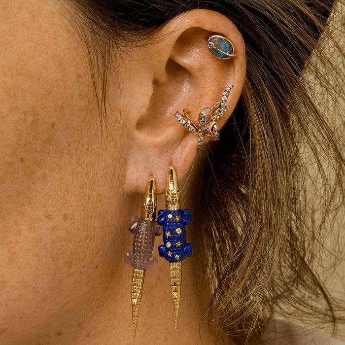 Bibi Van Der Velden Alligator Lapis Lazuli Bite Earring
