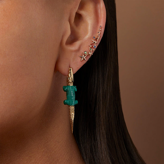 Bibi Van Der Velden Alligator Malachite BIte Earring